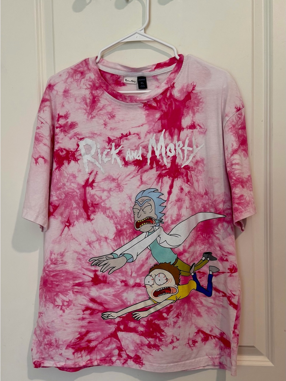 ROMWE Pink Tie-Dye Rick and Morty Graphic Tee Shirt size XL